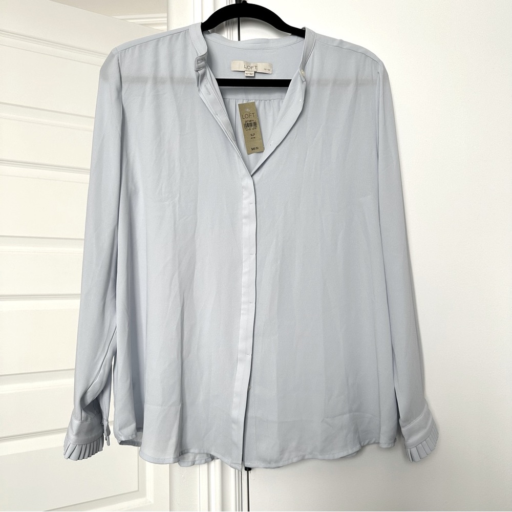 Loft Petites Dusty Blue Blouse Size XLP